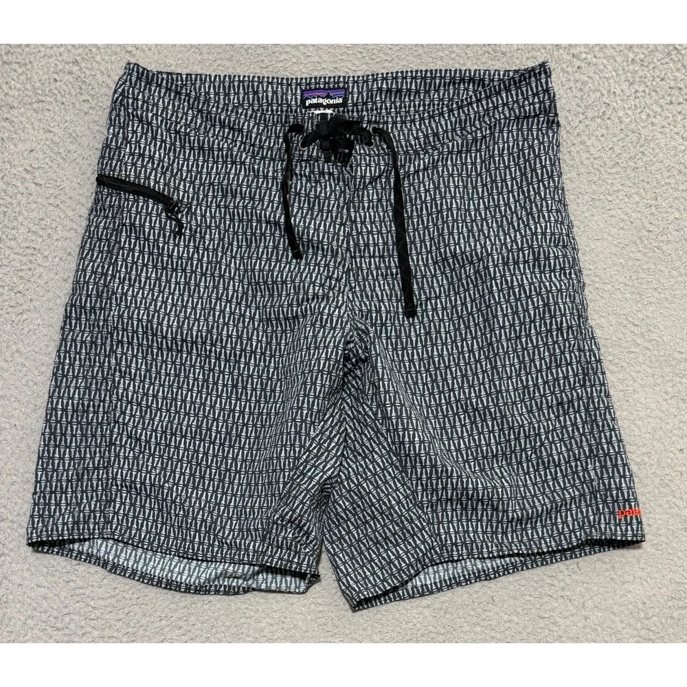 Patagonia Mens Wavefarer Drawstring Nylon Board Shorts Size 34 All Over Print
